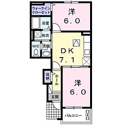 プロムナード7 2DKの間取図画像
