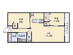 レグルスハイム 2LDKの間取図画像