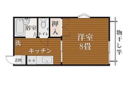ヒルトップハイツ 1Kの間取図画像