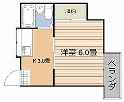 郡元シティハイツ 1Kの間取図画像