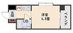 朝日プラザ上之園 1Kの間取図画像