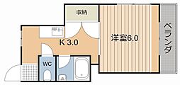 コーポ南星 1Kの間取図画像