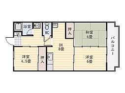 ダイヤモンドハイツ 3DKの間取図画像