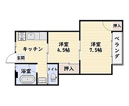 時ビル 2Kの間取図画像