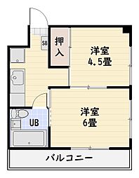 メゾンブランシェ 2Kの間取図画像