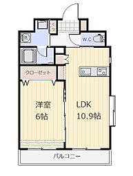 コーラル中央 1LDKの間取図画像