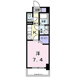 ルーカス 武之橋 1Kの間取図画像