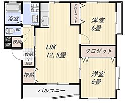 レスタージュ 2LDKの間取図画像