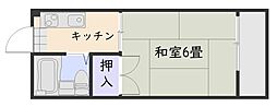 木藤ハイツ 1Kの間取図画像