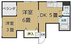 シティ第二ビル 1DKの間取図画像
