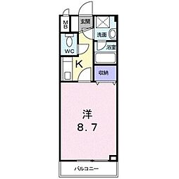 リヴィエール小松原 1Kの間取図画像