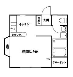 スカイハイツ光山 ワンルームの間取図画像
