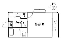 ホワイトハイム2 1Kの間取図画像