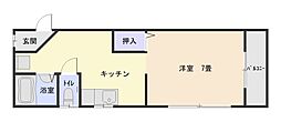 魚座館 1Kの間取図画像