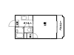フロウレス勇貴 1Kの間取図画像