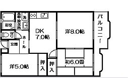 マンションインペリアル 3DKの間取図画像