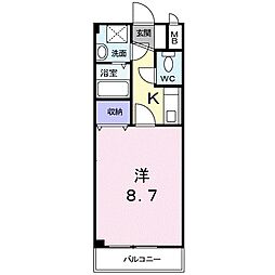 リヴィエール小松原 1Kの間取図画像