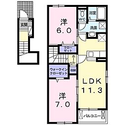 アルバブリーズ2 2LDKの間取図画像