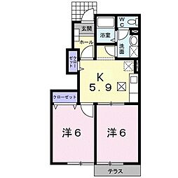 リバーサイド梶原2 2Kの間取図画像