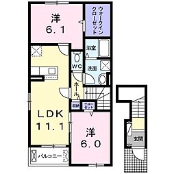 カルムグラース1 2LDKの間取図画像