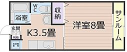 住吉ハイツ 1Kの間取図画像