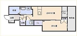 アンソレイエKMY1 1LDKの間取図画像