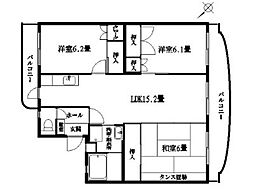 ラージビュー 3LDKの間取図画像
