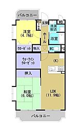 サンライズK 2SLDKの間取図画像