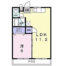 パープルハイツ 1LDKの間取図画像