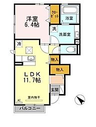 カーサエスペランサ2 1LDKの間取図画像