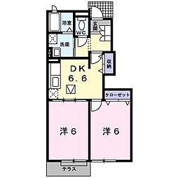 プロムナード1 2DKの間取図画像