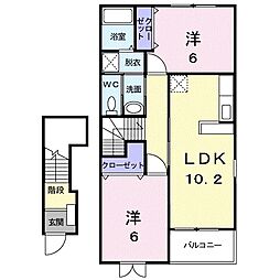 マジェスティックガーデンB棟 2LDKの間取図画像