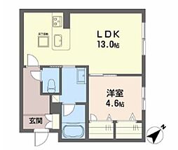 鹿児島市東谷山2丁目アパート 1LDKの間取図画像