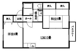 セジュール上野 2LDKの間取図画像