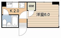 オクビル 1Kの間取図画像