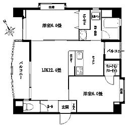 山吹壱番館 2LDKの間取図画像