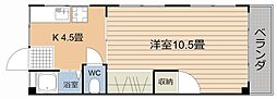 福田ビル 1Kの間取図画像