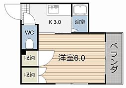 ロイヤルハイム 1Kの間取図画像