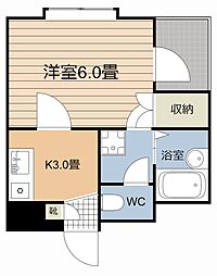 司マンション 1Kの間取図画像