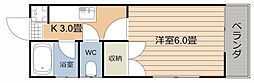 キャッスル竹井 1Kの間取図画像