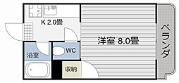 Mハウス唐湊 1Kの間取図画像