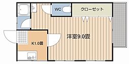 コーポエクセル 1Kの間取図画像