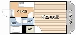 Mハウス唐湊 1Kの間取図画像