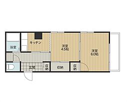 マンション松原 2Kの間取図画像