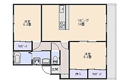 ウイングハイツ 2LDKの間取図画像
