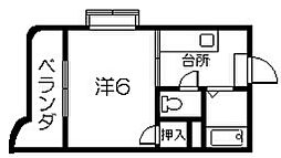 アルルコーポ紫原 1Kの間取図画像