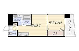 唐湊ヒルズ 1DKの間取図画像