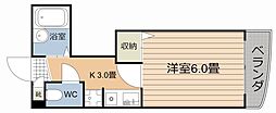 メゾンドール荒田 1Kの間取図画像