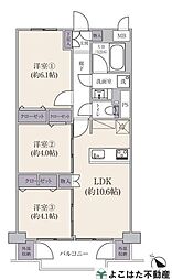 狛江ハイタウン2号棟 3LDKの間取図画像