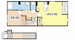 仮称）室町アパート新築工事 2階1LDKの間取り